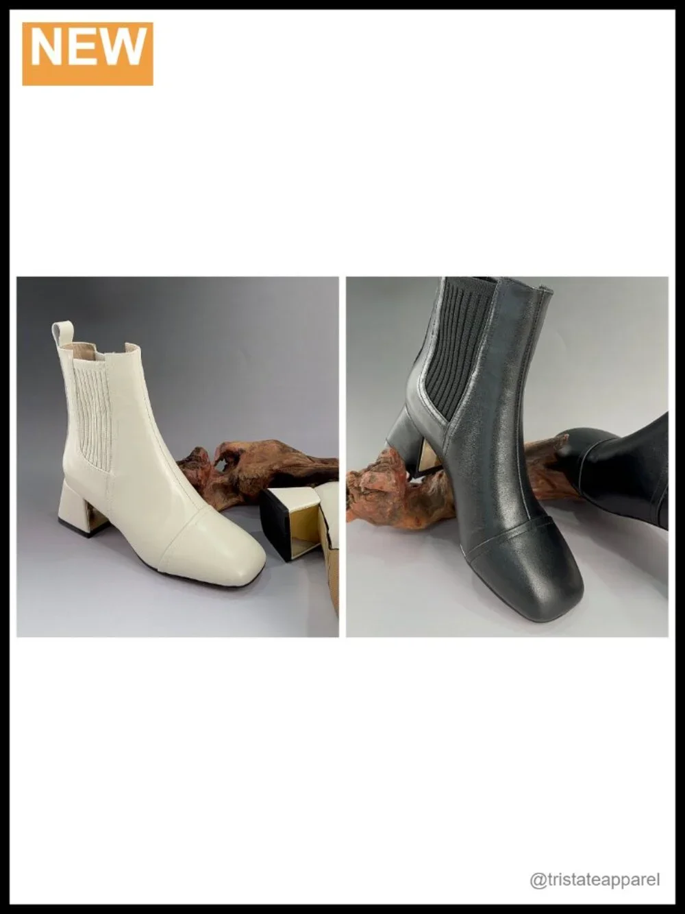Genuine Leather Square Toe Block Heel Ankle Boots Women Handmade Chunky Heel